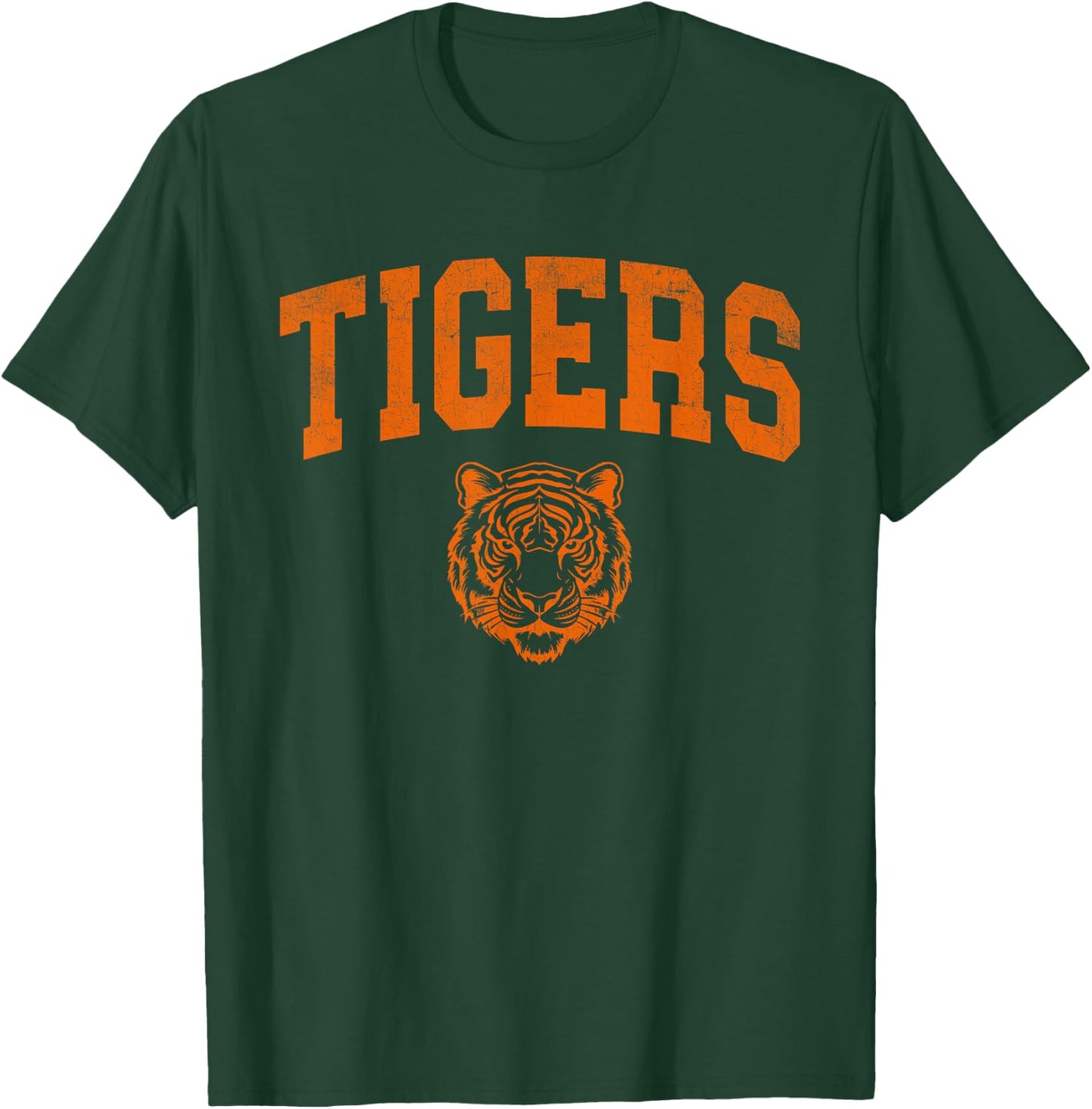 Retro Tigers School Sports Name Women Kids T-Shirt - T-Shirt | Forest