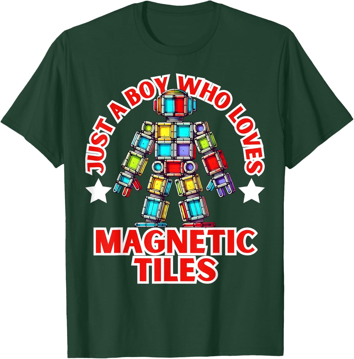 Magnet Tiles Just a Boy Who Loves Magnetic Tiles Robot T-Shirt - T-Shirt | Forest