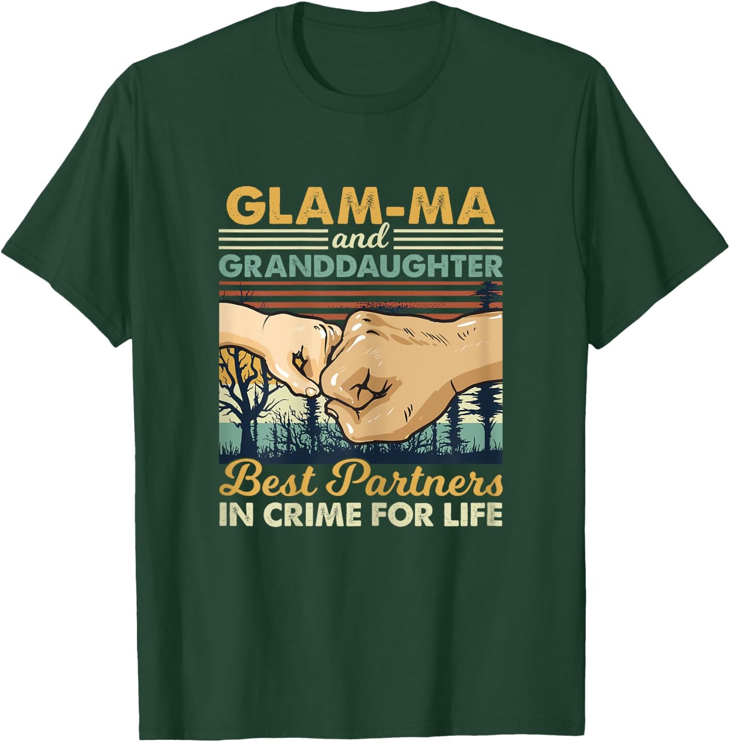 Glam ma and Granddaughter Partner In Crime Fist Bump T-Shirt - T-Shirt | Forest