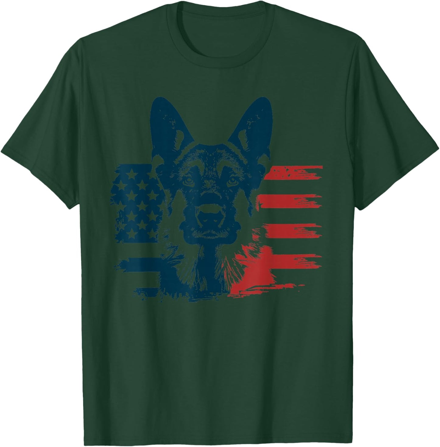 Patriotic German Shepherd American Flag 4th of July Shepherd T-Shirt - T-Shirt | Forest