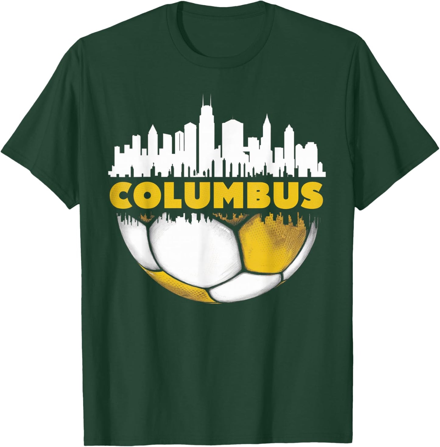 Columbus Soccer City Skyline - Gifts for Soccer Lover & Fan T-Shirt - T-Shirt | Forest