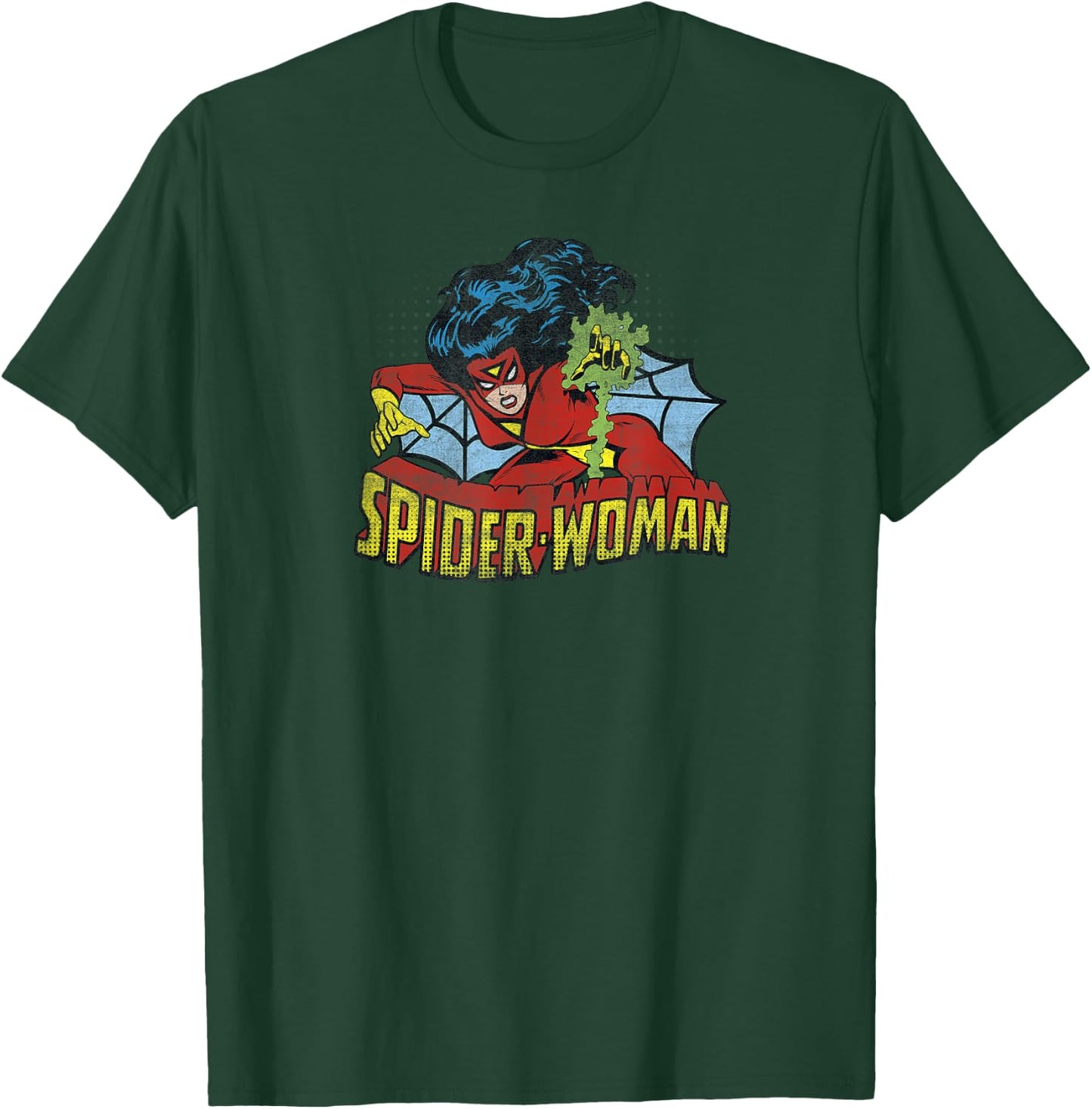 Marvel Comics Retro Distressed Spider-Woman Vintage T-Shirt - T-Shirt | Forest