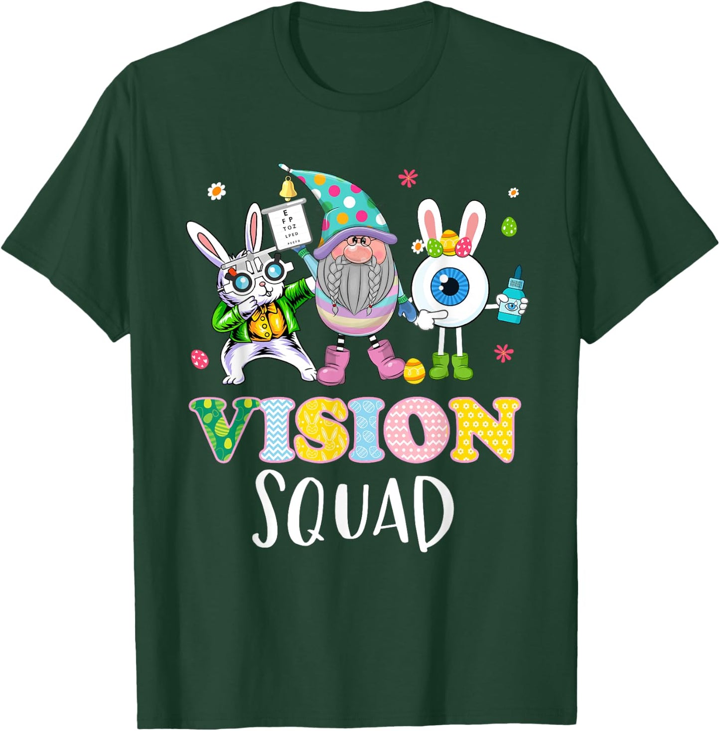 Funny Vision Squad Optometry Optometrist Bunny Easter Day T-Shirt - T-Shirt | Forest