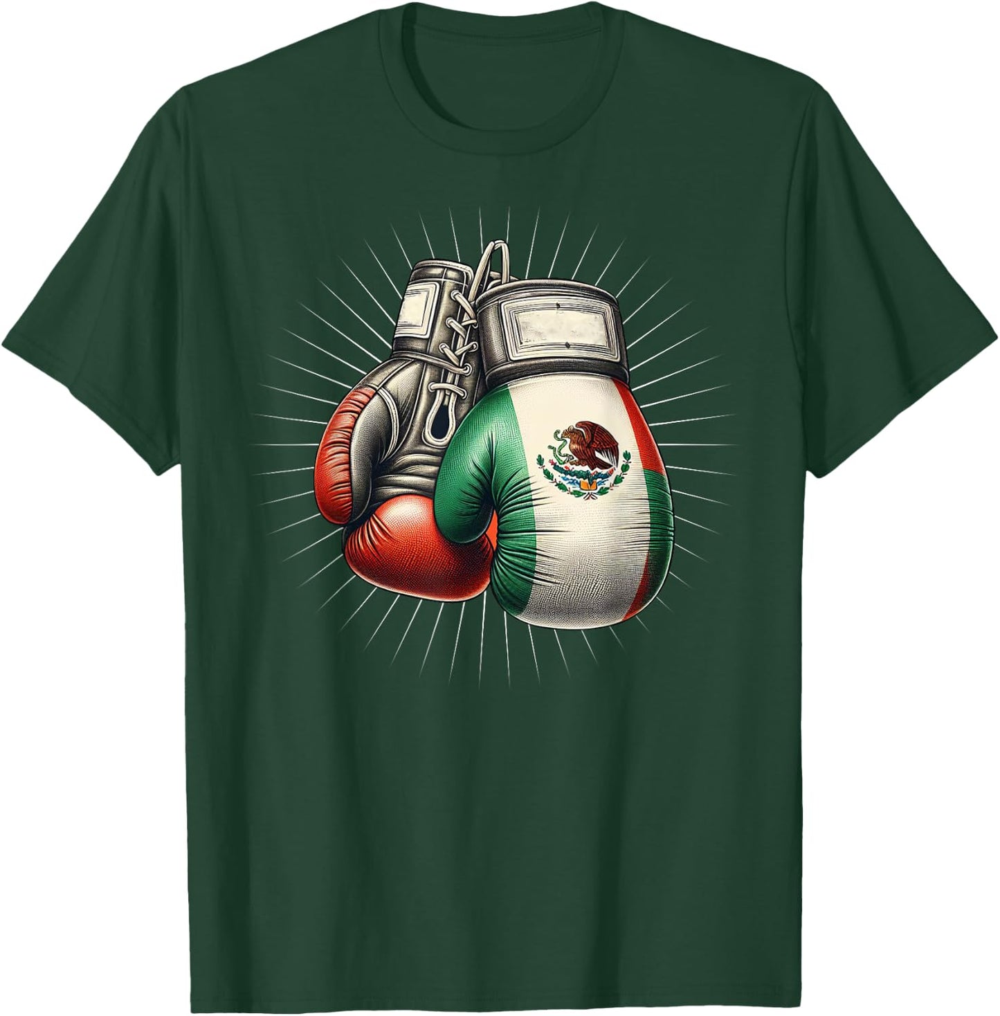 Mexican Vintage Style Boxing flag Mexico Boxing gloves Great T-Shirt - T-Shirt | Forest
