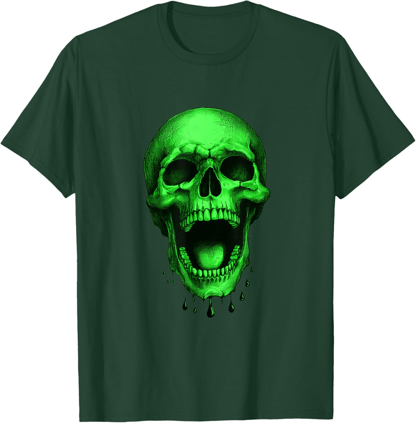 Neon Green Halloween Skull – Freaky! T-Shirt - T-Shirt | Forest