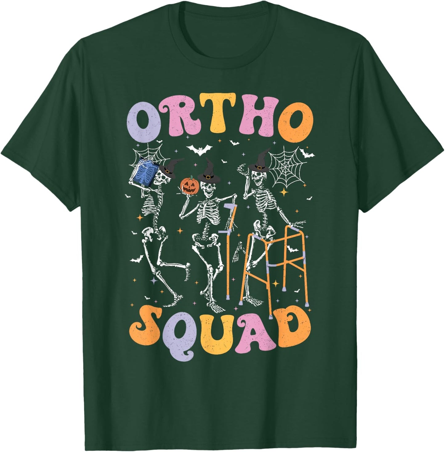 Ortho Squad Halloween Pumpkin Dancing Orthopedic Skeletons T-Shirt - T-Shirt | Forest