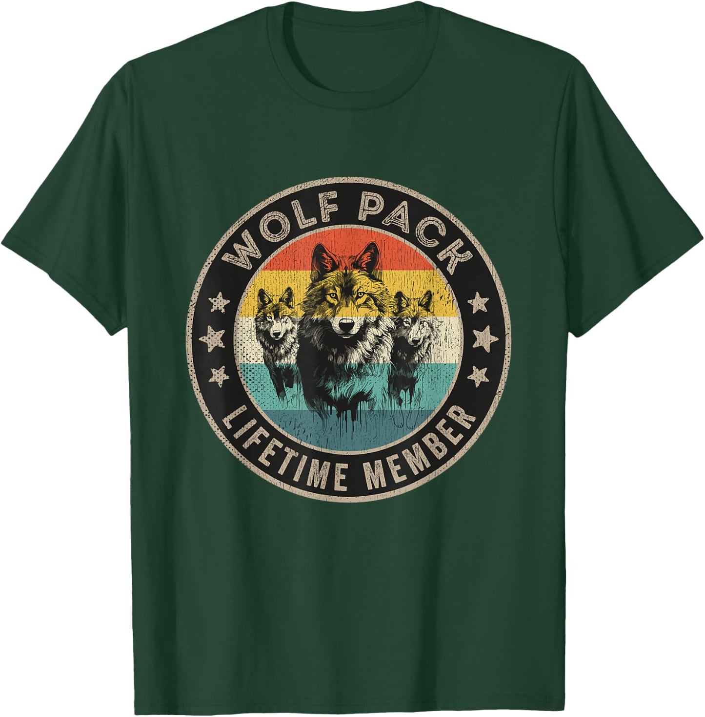 Wolf Pack Men Three Wolves Women Kids Lifetime Member T-Shirt - T-Shirt | Forest