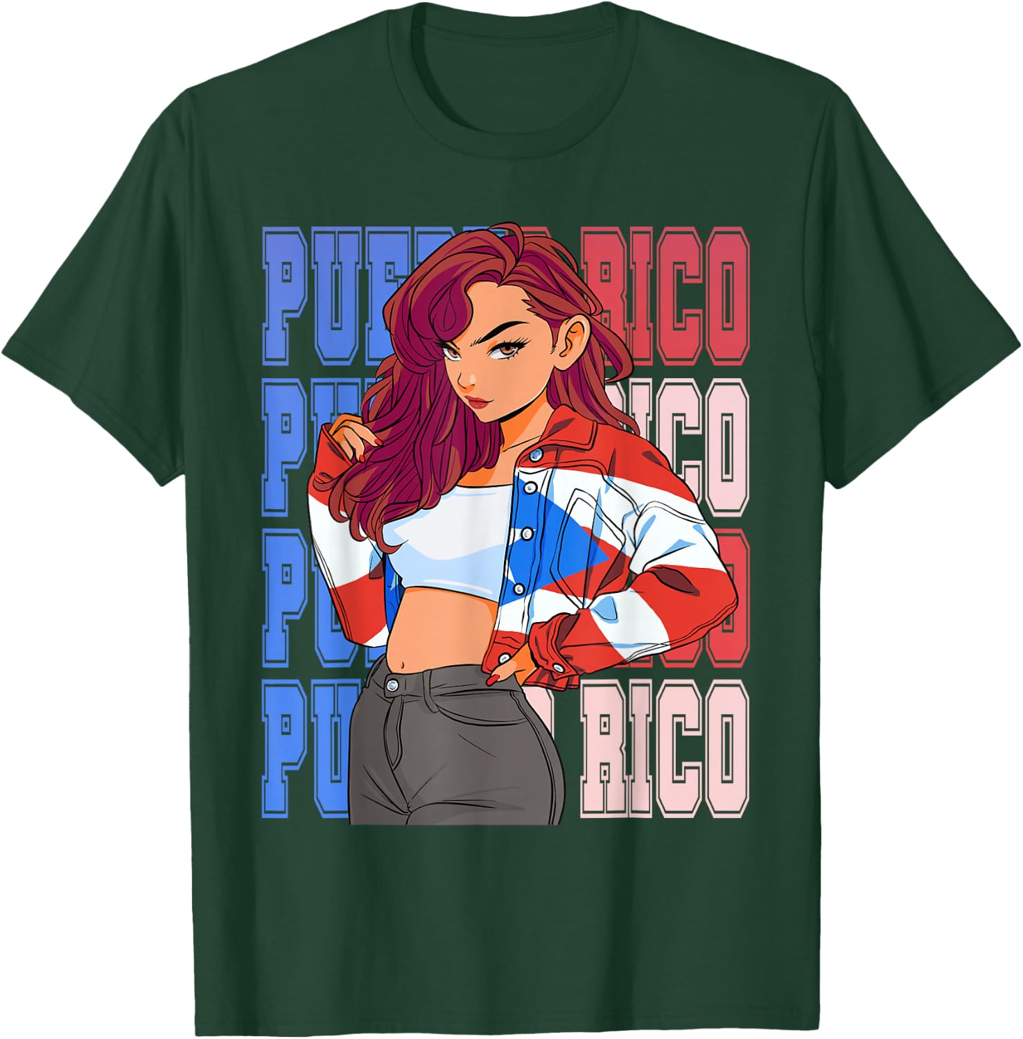 Puerto Rico Girl Boricua Rican Hispanic Heritage Month T-Shirt - T-Shirt | Forest