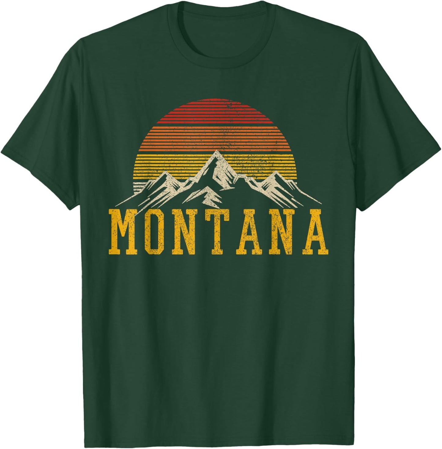 Montana Vintage Mountains Nature Hiking Outdoor Gift T-Shirt - T-Shirt | Forest