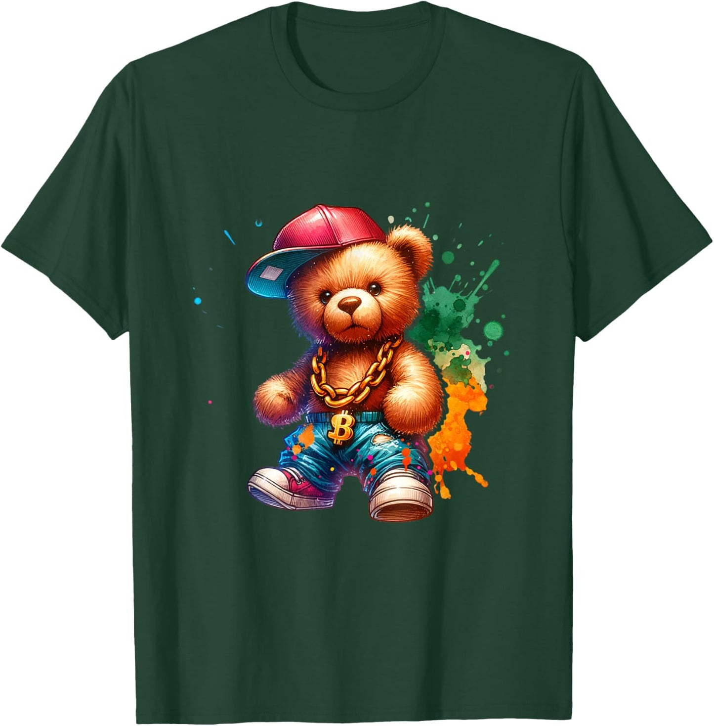 Hip Hop Bear Colourful Teddy Bear Urban Gangster Teddy Bear T-Shirt - T-Shirt | Forest