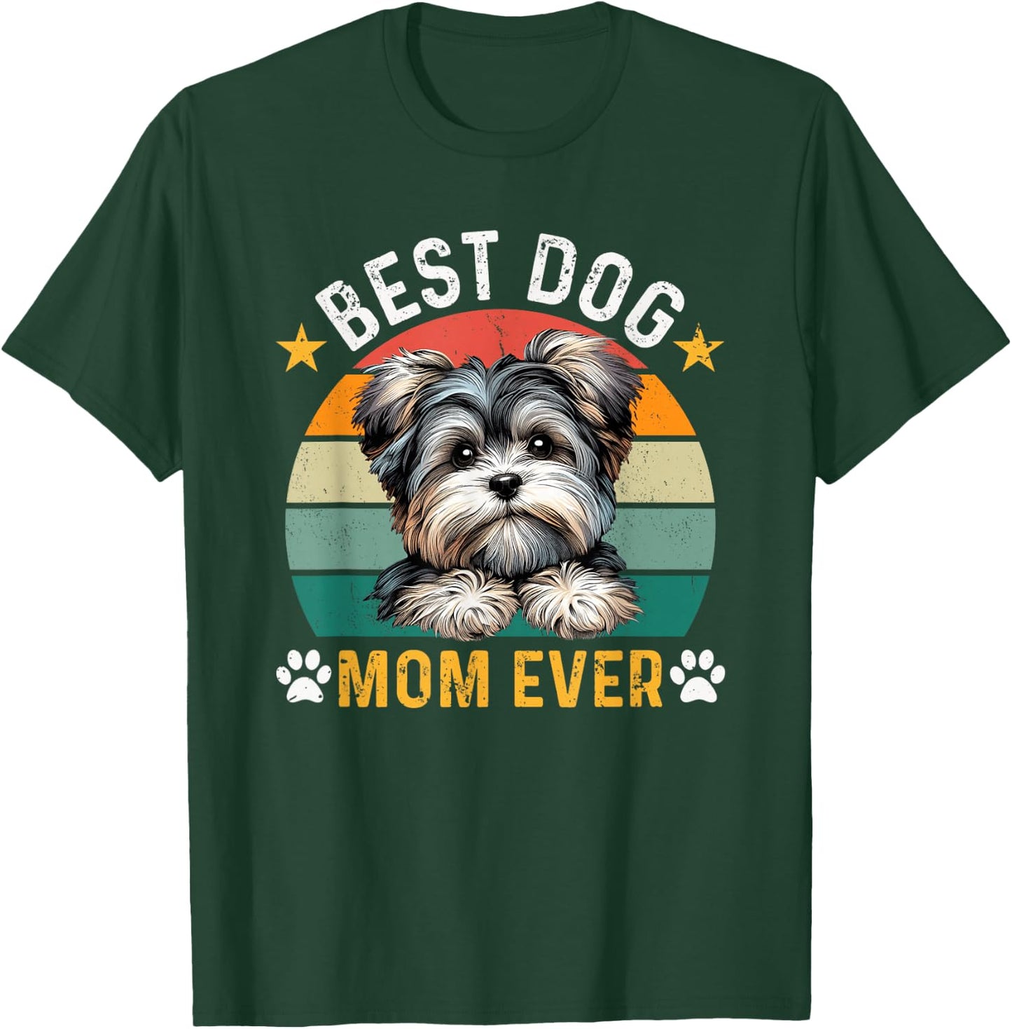 Best Morkie Dog Mom Ever Funny Dogs Owner Retro T-Shirt - T-Shirt | Forest