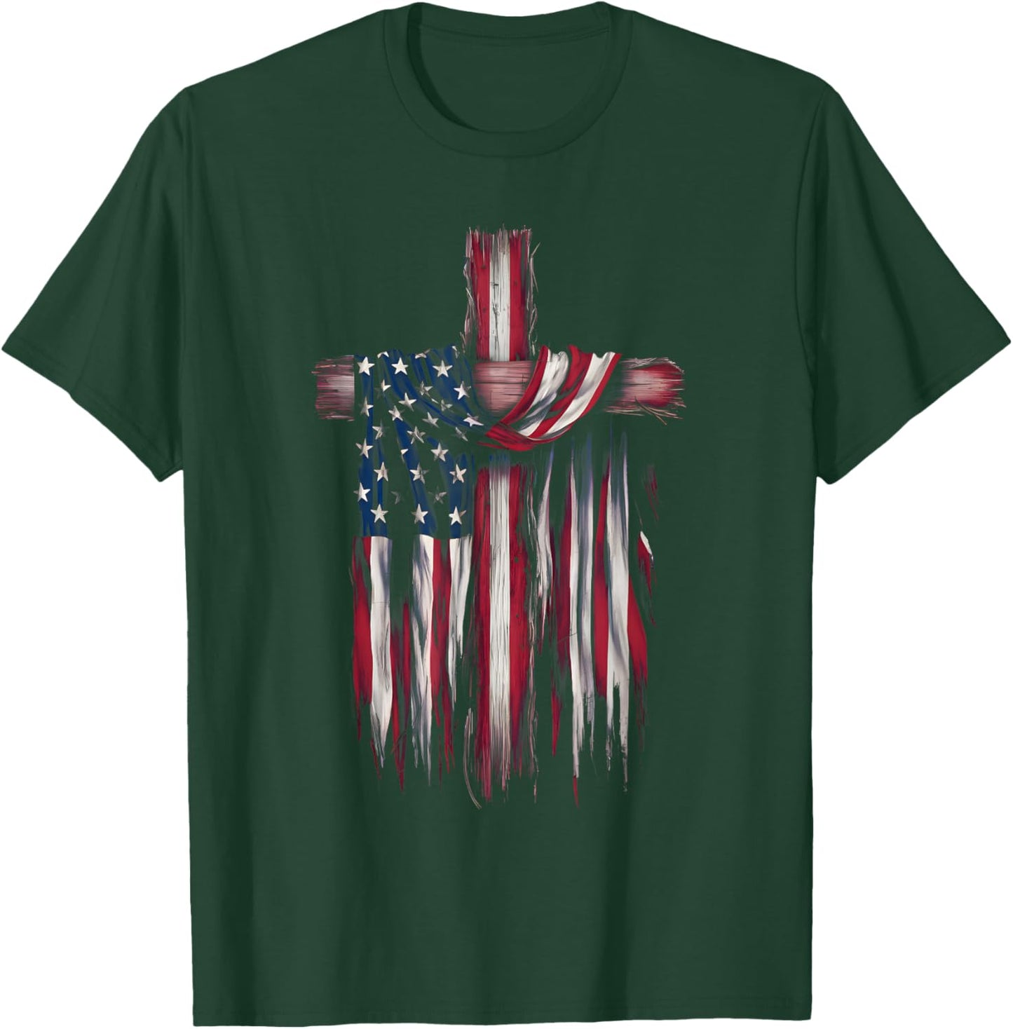 USA Flag Religious Quote 4th of July Christian Faith T-Shirt - T-Shirt | Forest