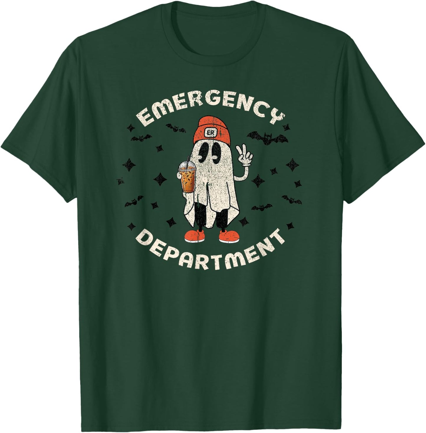 Halloween Emergency Department Ghost ER Nurse Tech ED Nurse T-Shirt - T-Shirt | Forest