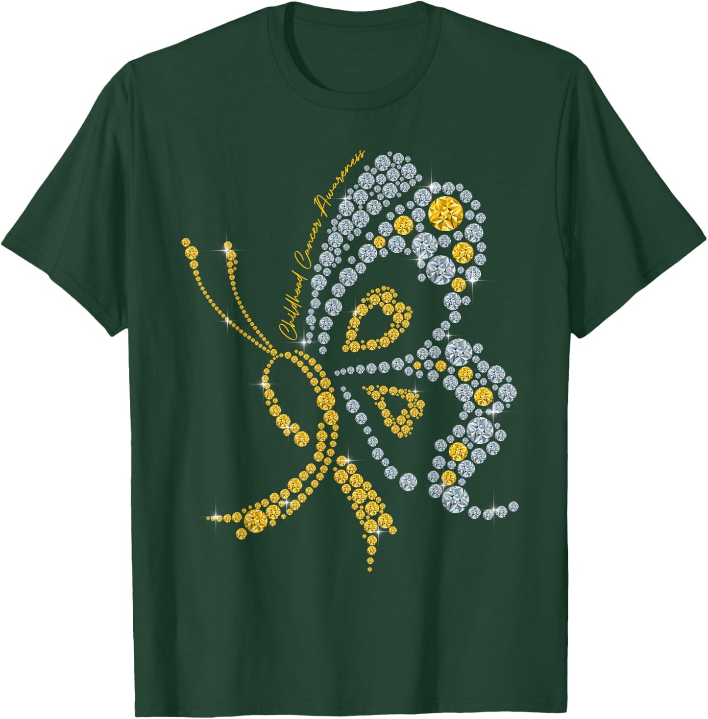 Childhood Cancer Awareness Gold Butterfly Warrior Supporter T-Shirt - T-Shirt | Forest