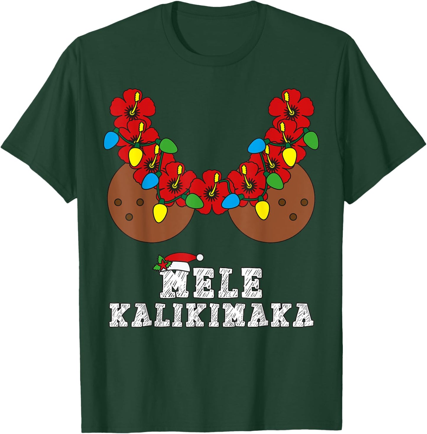 Christmas in July Mele Kalikimaka Coconut Bra Hawaiian Beach Women T-Shirt - T-Shirt | Forest