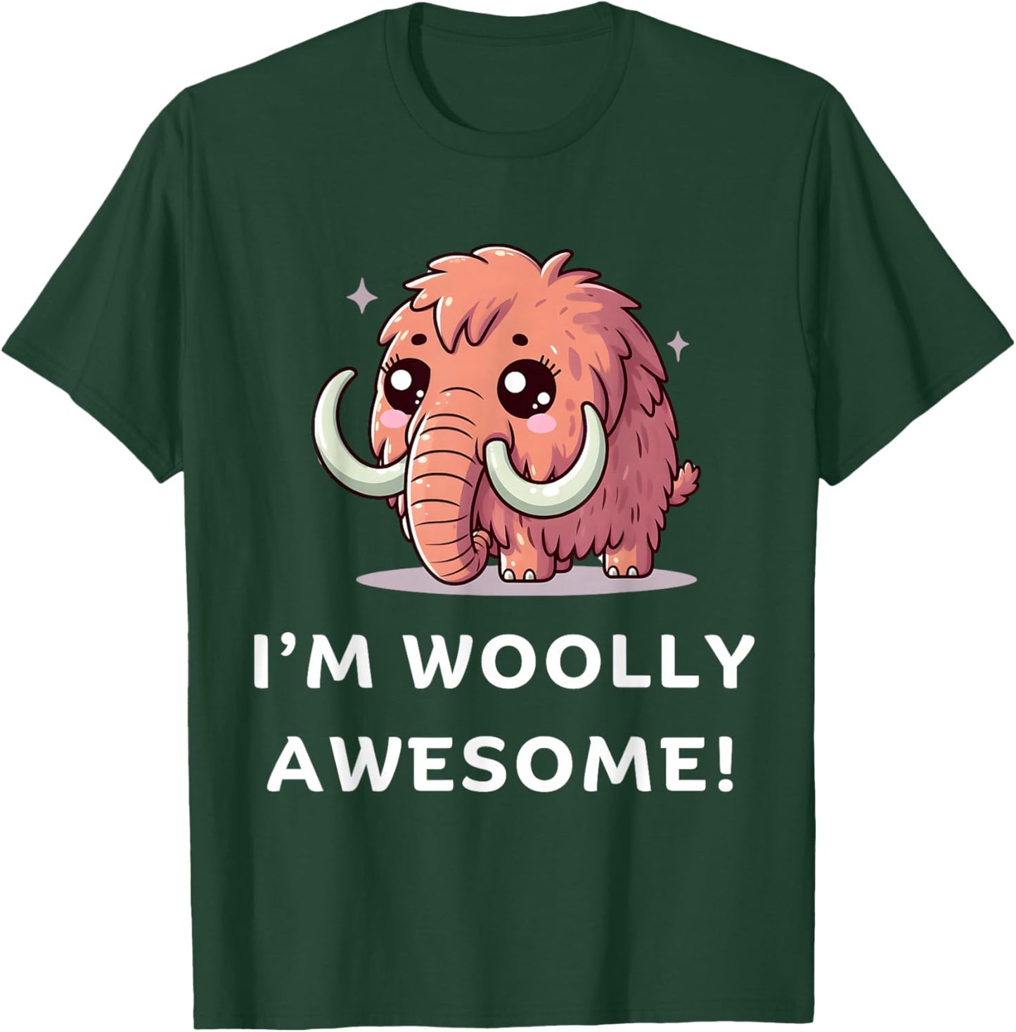 I'm Woolly Awesome, Funny Wooly Mammoth, Cute Woolly Mammoth , Small, Black T-Shirt - T-Shirt | Forest