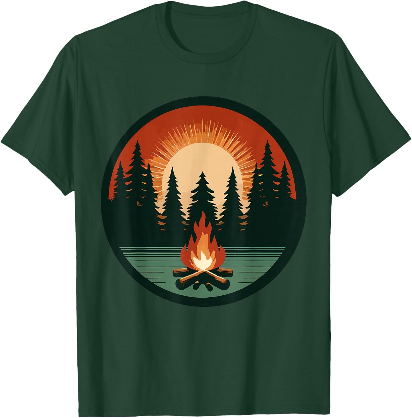 Retro Vintage Campfire Camping Camper Outdoor Camp Men Women T-Shirt - T-Shirt | Forest