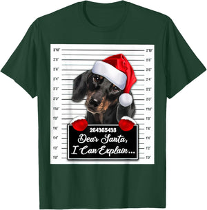 Dachshund Xmas Dear Santa I Can Explain Funny Christmas T-Shirt - T-Shirt | Forest