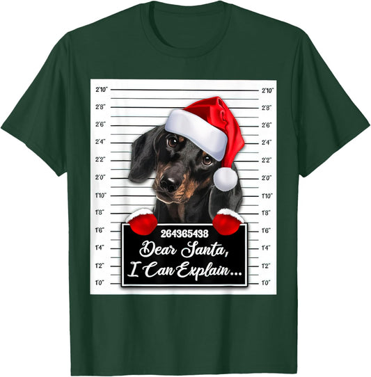 Dachshund Xmas Dear Santa I Can Explain Funny Christmas T-Shirt - T-Shirt | Forest