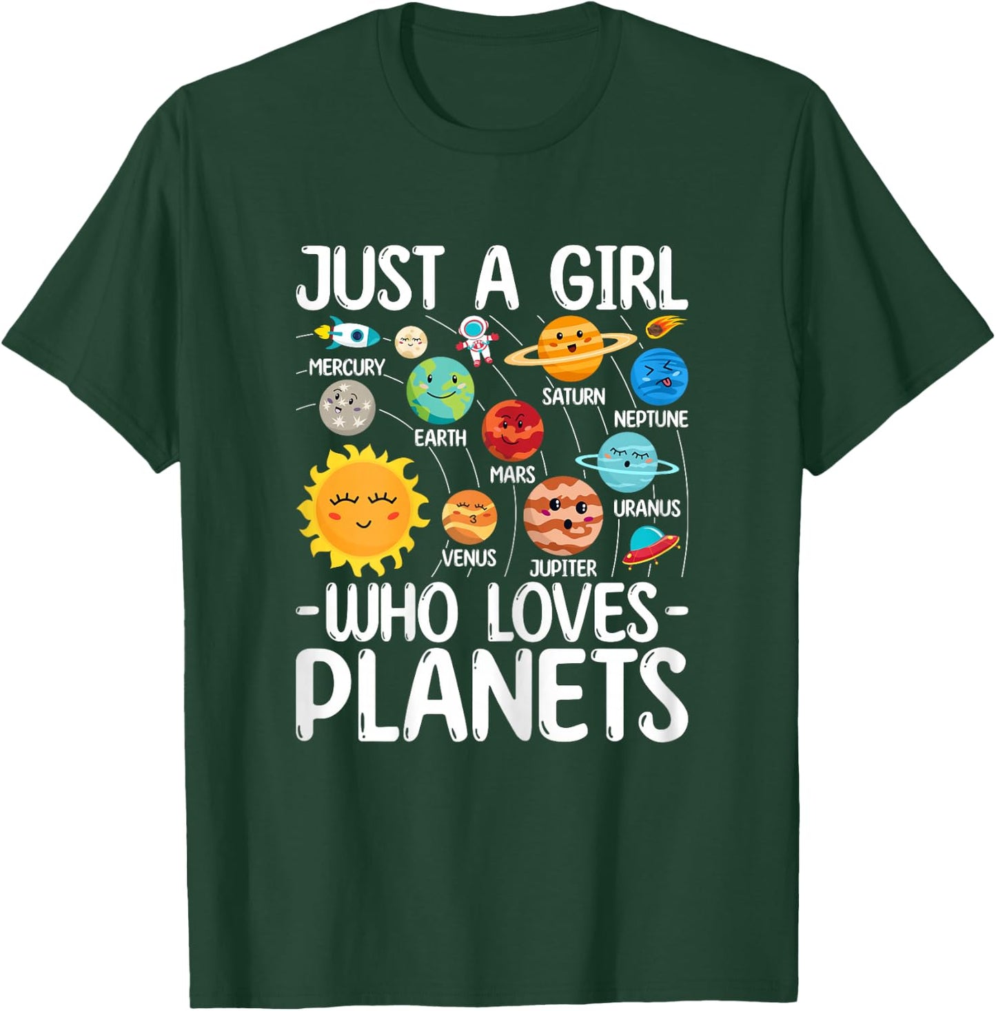 Just A Girl Who Loves Planet Solar Star System Science Space T-Shirt - T-Shirt | Forest