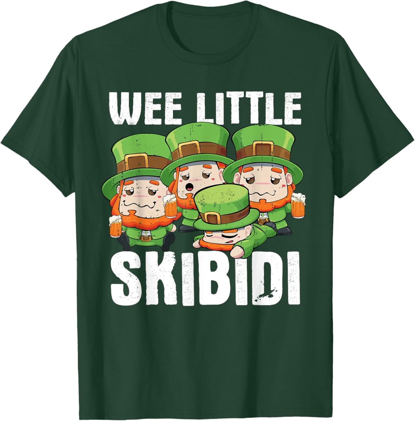 Wee Little Skibidi St. Patricks Day Leprechauns Funny T-Shirt - T-Shirt | Forest