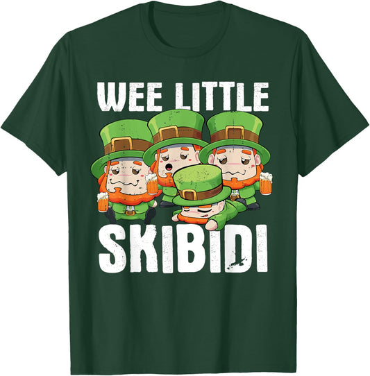 Wee Little Skibidi St. Patricks Day Leprechauns Funny T-Shirt - T-Shirt | Forest