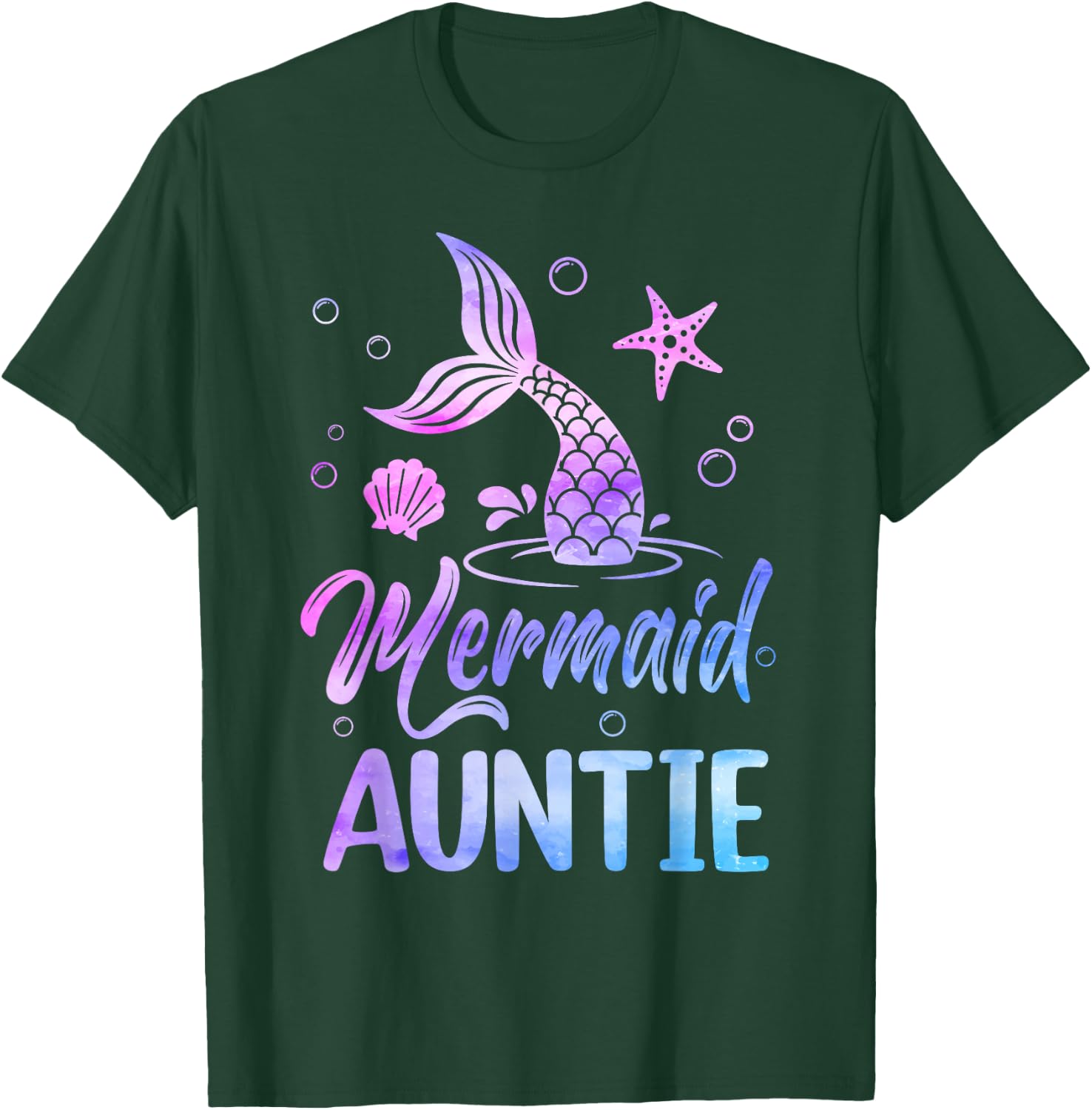 Mermaid Auntie Tail Matching Mermaid Squad Birthday Party T-Shirt - T-Shirt | Forest