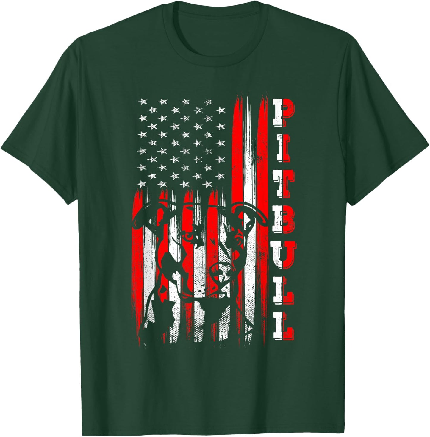Proud American Pitbull Terrier Flag Funny Dog Dad Mom Gifts Men Women T-Shirt - T-Shirt | Forest