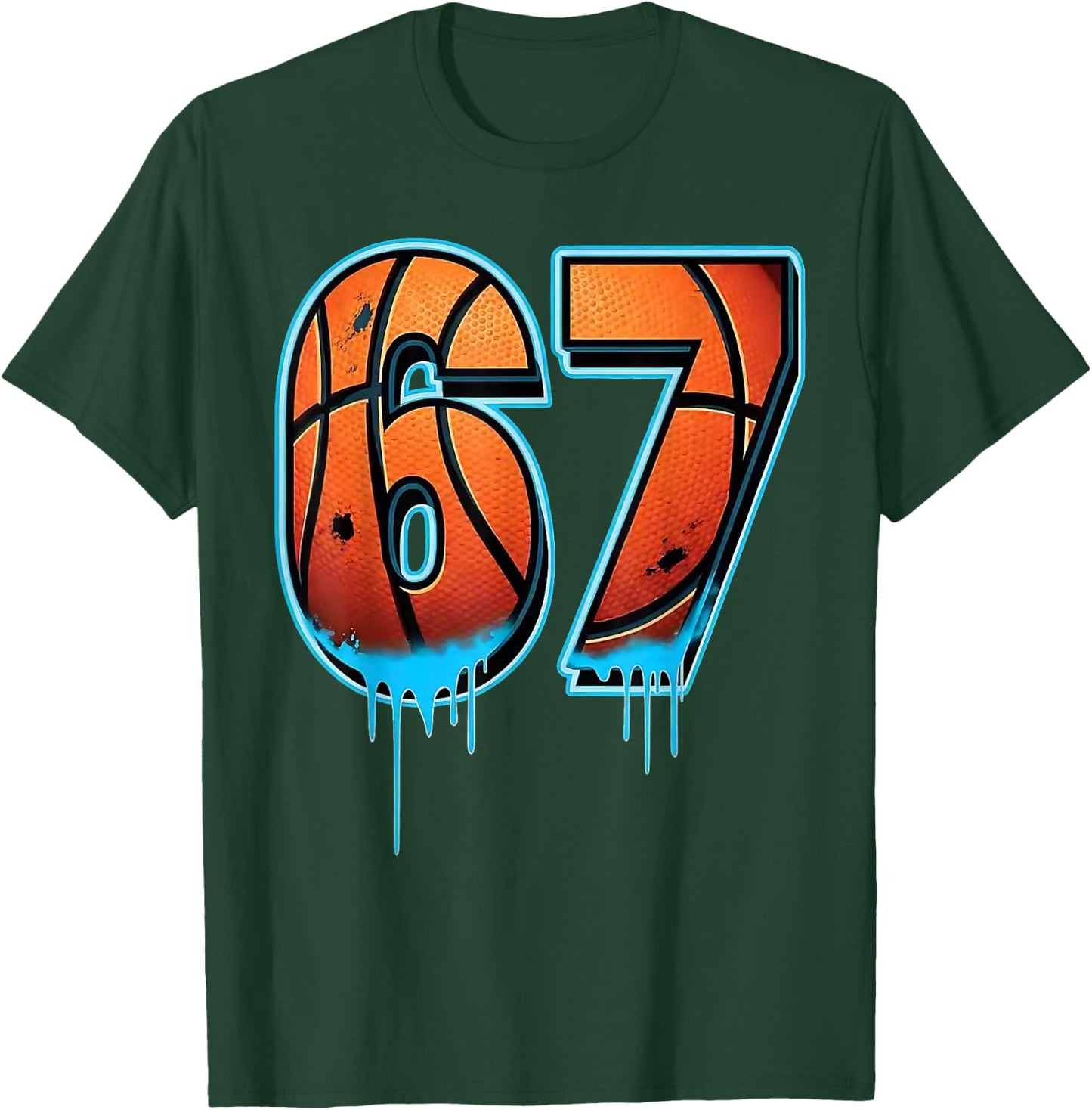 Basketball 67 Six Seven Funny 6 7 Gen Alpha Meme Drip T-Shirt - T-Shirt | Forest