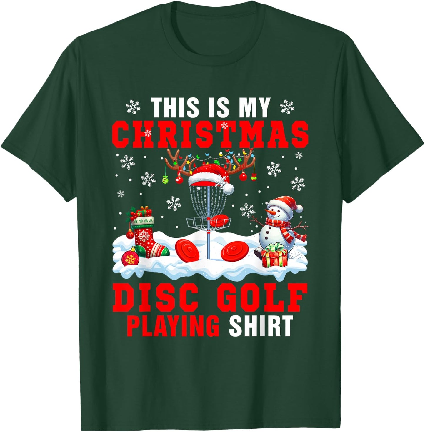 My Christmas Disc Golf Playing Shirt Santa Equipment Player T-Shirt - T-Shirt | Forest