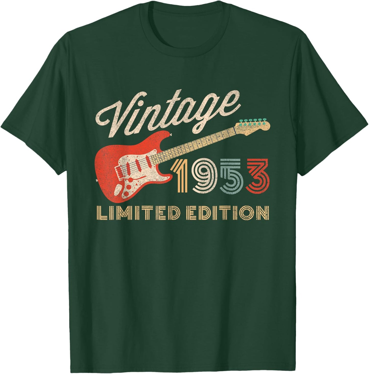 Vintage 1953 Limited Edition Guitar Year Of Birth Birthday T-Shirt - T-Shirt | Forest