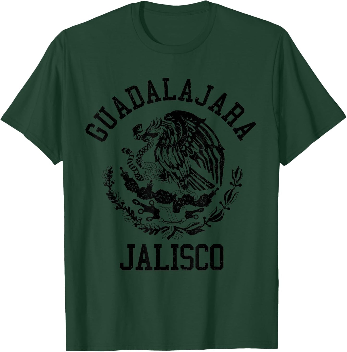 Guadalajara Jalisco Mexico Pride Mexican Flag Vintage T-Shirt - T-Shirt | Forest