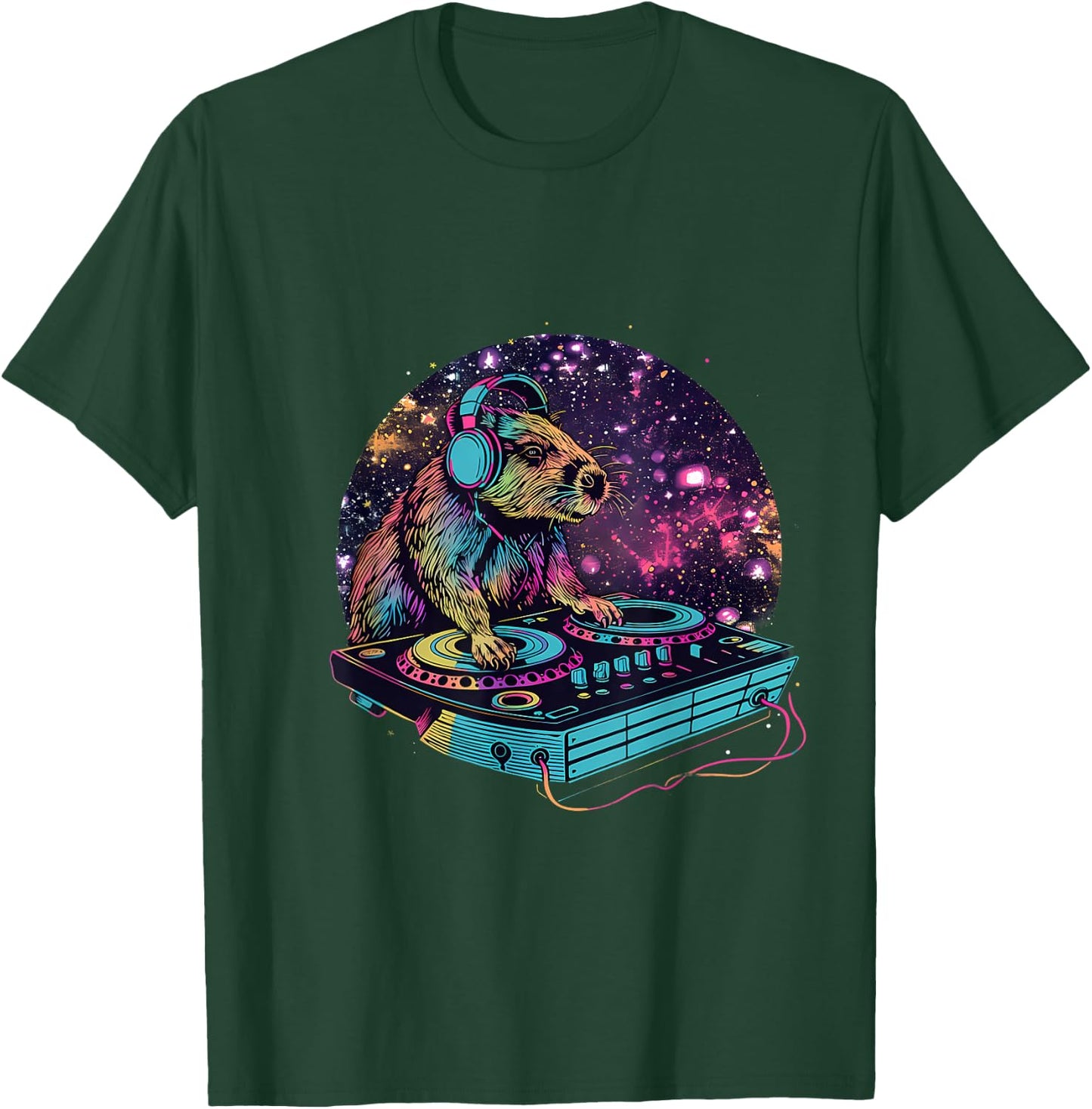 Capybara Music DJ Turntable DJ Capybara Music Producer House T-Shirt - T-Shirt | Forest