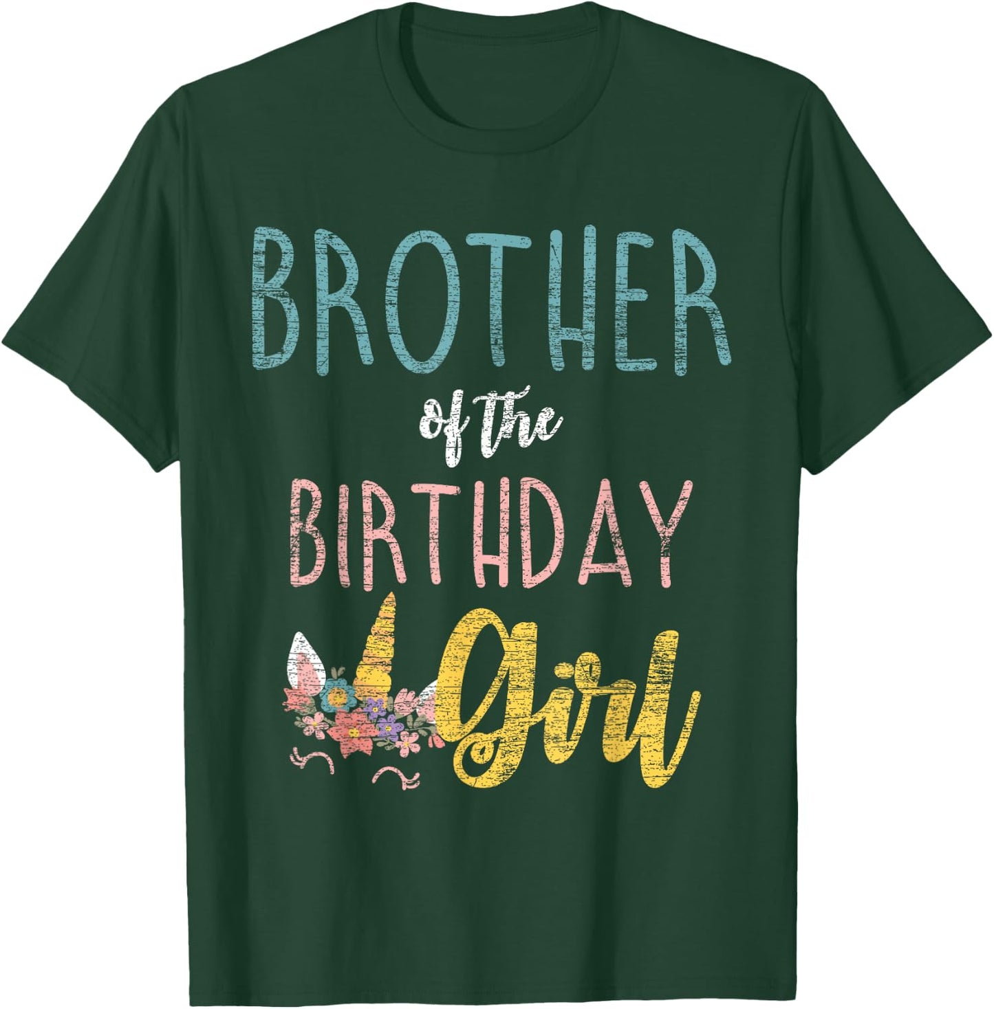 Brother Of The Birthday Girl Brother Gifts Unicorn Birthday T-Shirt - T-Shirt | Forest