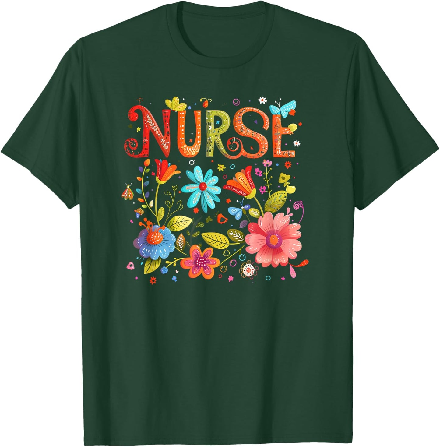 Nurse Easter Health Worker Spring Flowers RN T-Shirt - T-Shirt | Forest