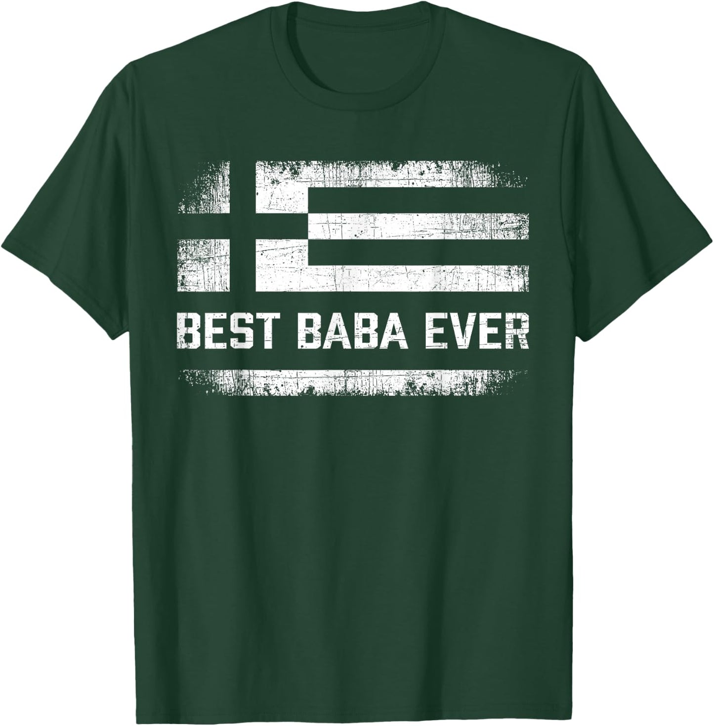 Best Baba Ever Retro Greece Flag Fathers Day Greek Dad T-Shirt - T-Shirt | Forest