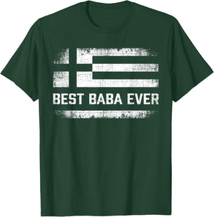 Best Baba Ever Retro Greece Flag Fathers Day Greek Dad T-Shirt - T-Shirt | Forest