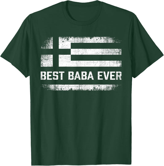Best Baba Ever Retro Greece Flag Fathers Day Greek Dad T-Shirt - T-Shirt | Forest