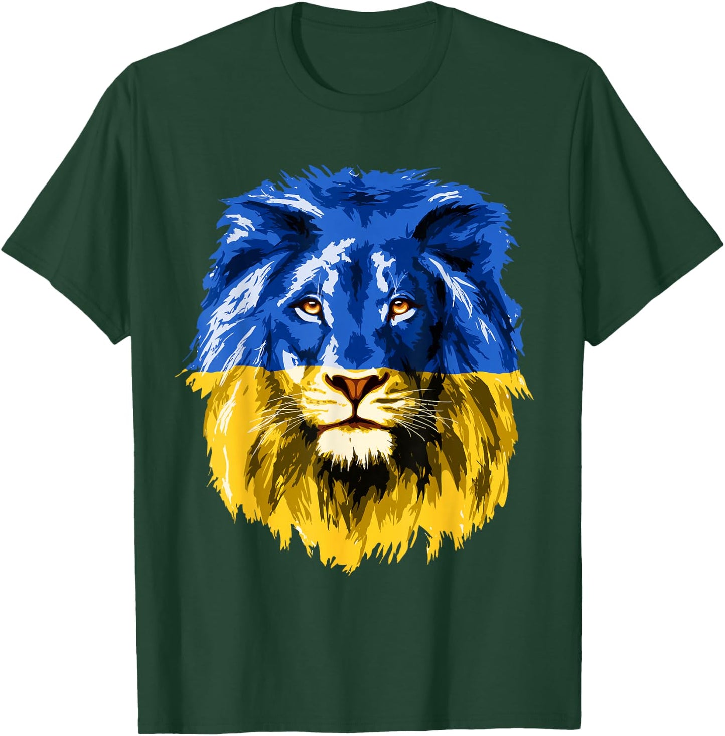 Yellow & Blue Flag Lion Face National Colors T-Shirt - T-Shirt | Forest