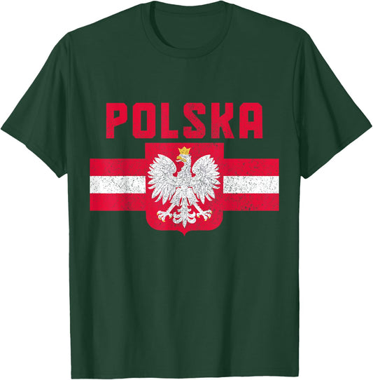 Polska Poland Flag Pride Eagle Polish Roots T-Shirt - T-Shirt | Forest