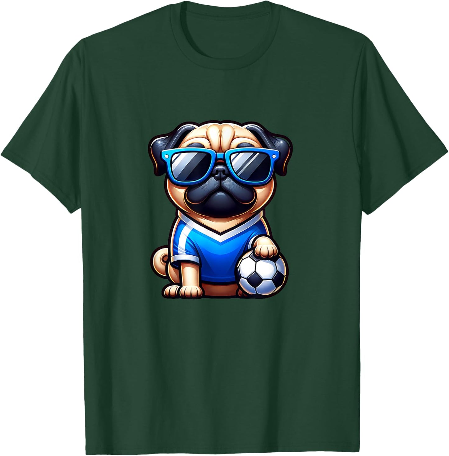 Pug Soccer Player Dog Champion Fan Women Kids T-Shirt - T-Shirt | Forest