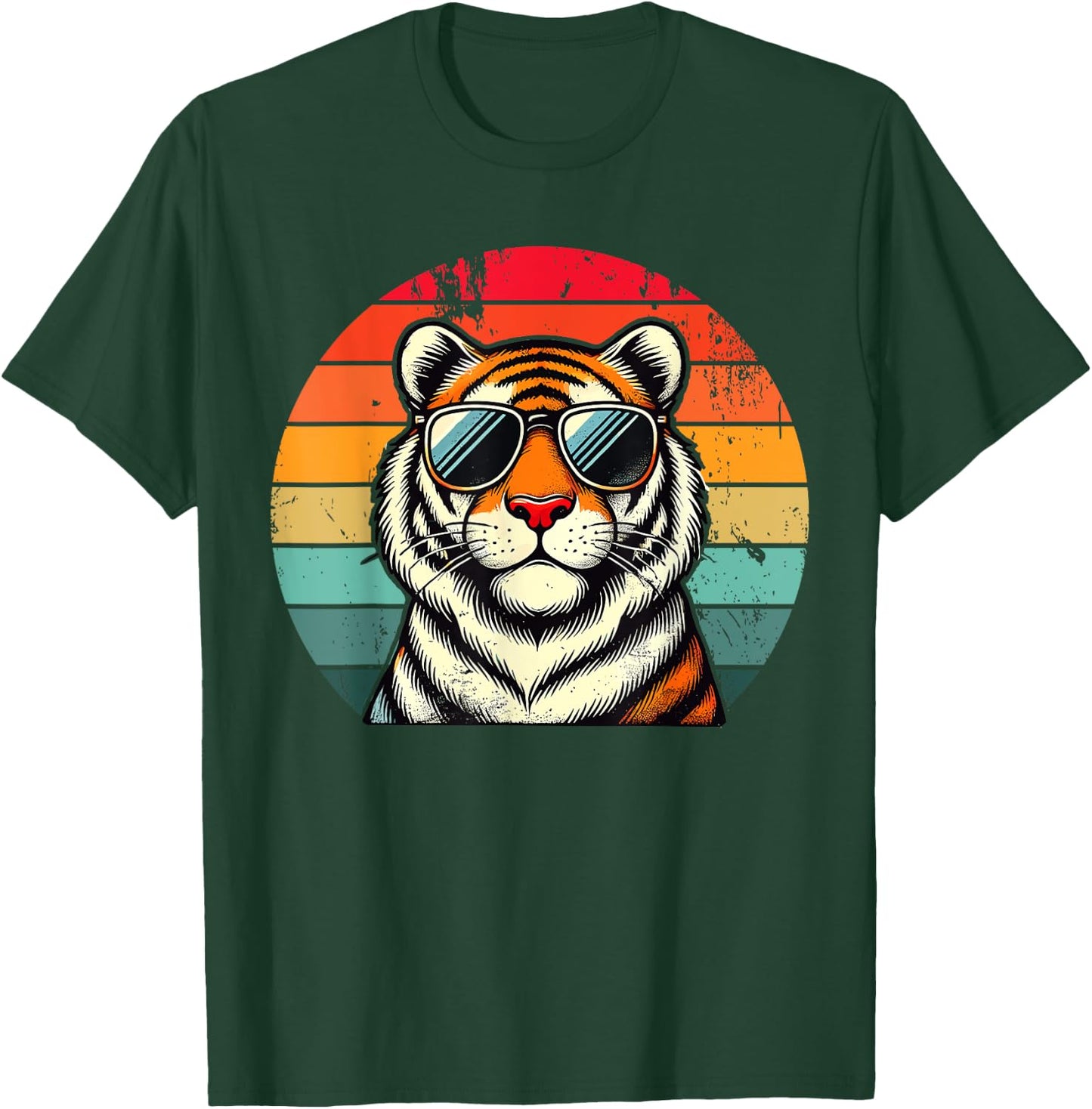 Retro Tiger in Sunglasses Men Women Kids Novelty Funny Tiger T-Shirt - T-Shirt | Forest