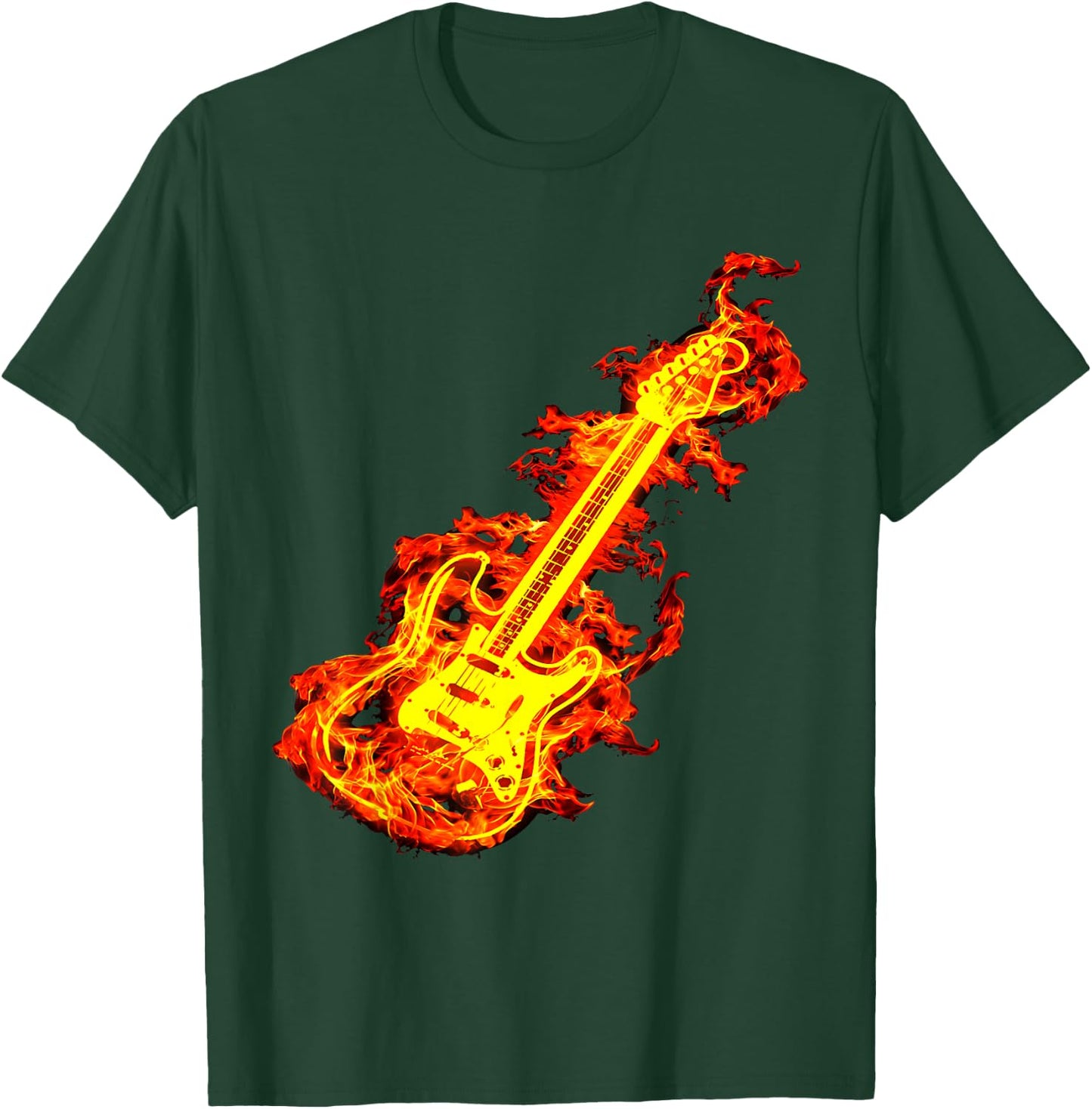playable guitar shirt Electric Guitar On Fire Rock Lover T-Shirt - T-Shirt | Forest
