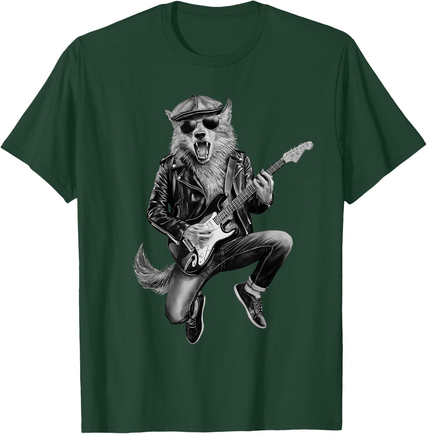 Werewolf Playing Guitar music classic Rocker T-Shirt - T-Shirt | Forest