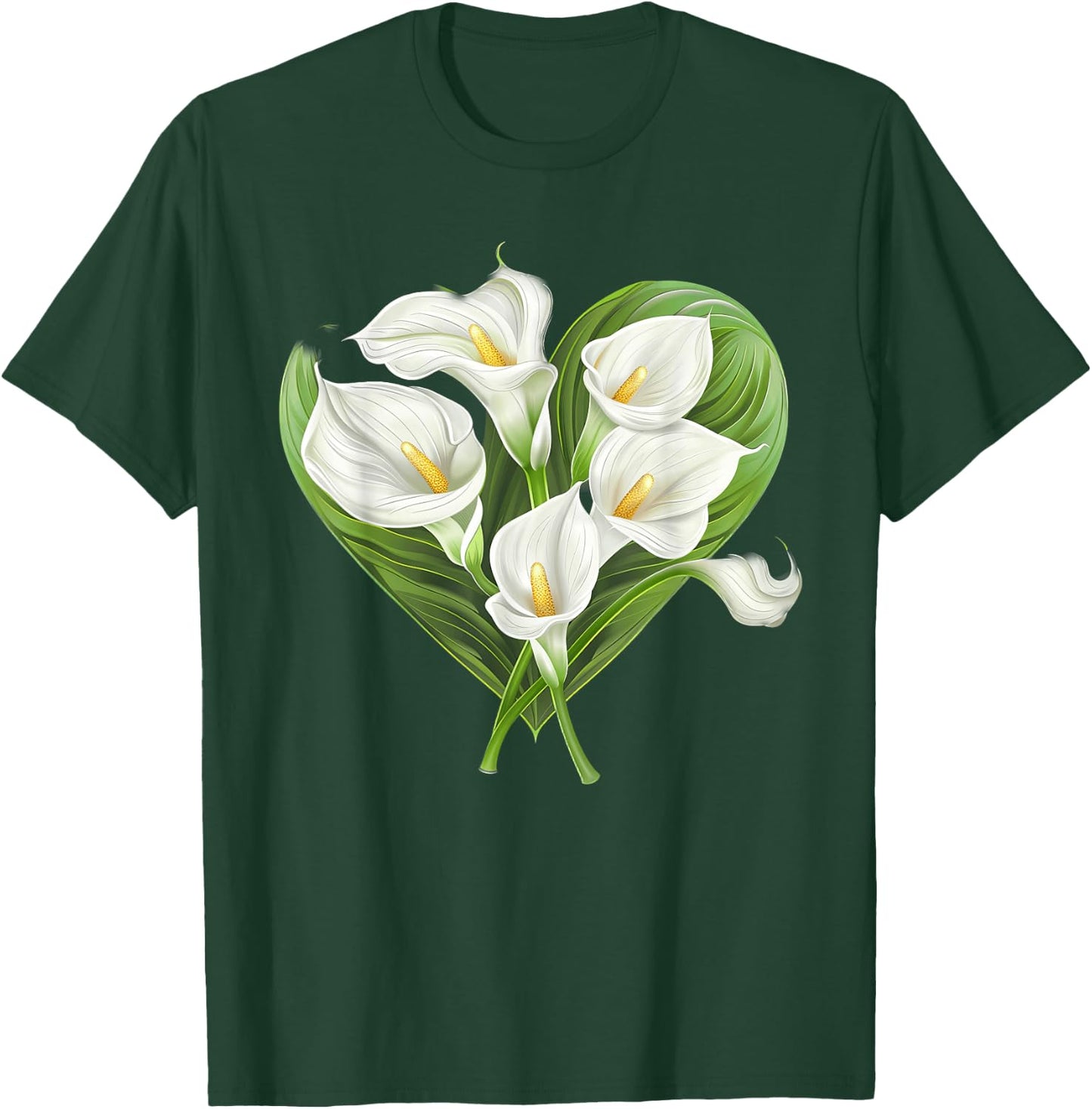 Calla Lilies In A Heart T-Shirt - T-Shirt | Forest