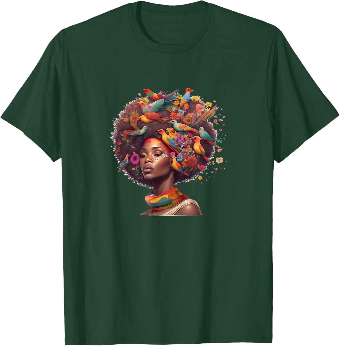 Birds Afro Black Women Art African American T-Shirt - T-Shirt | Forest