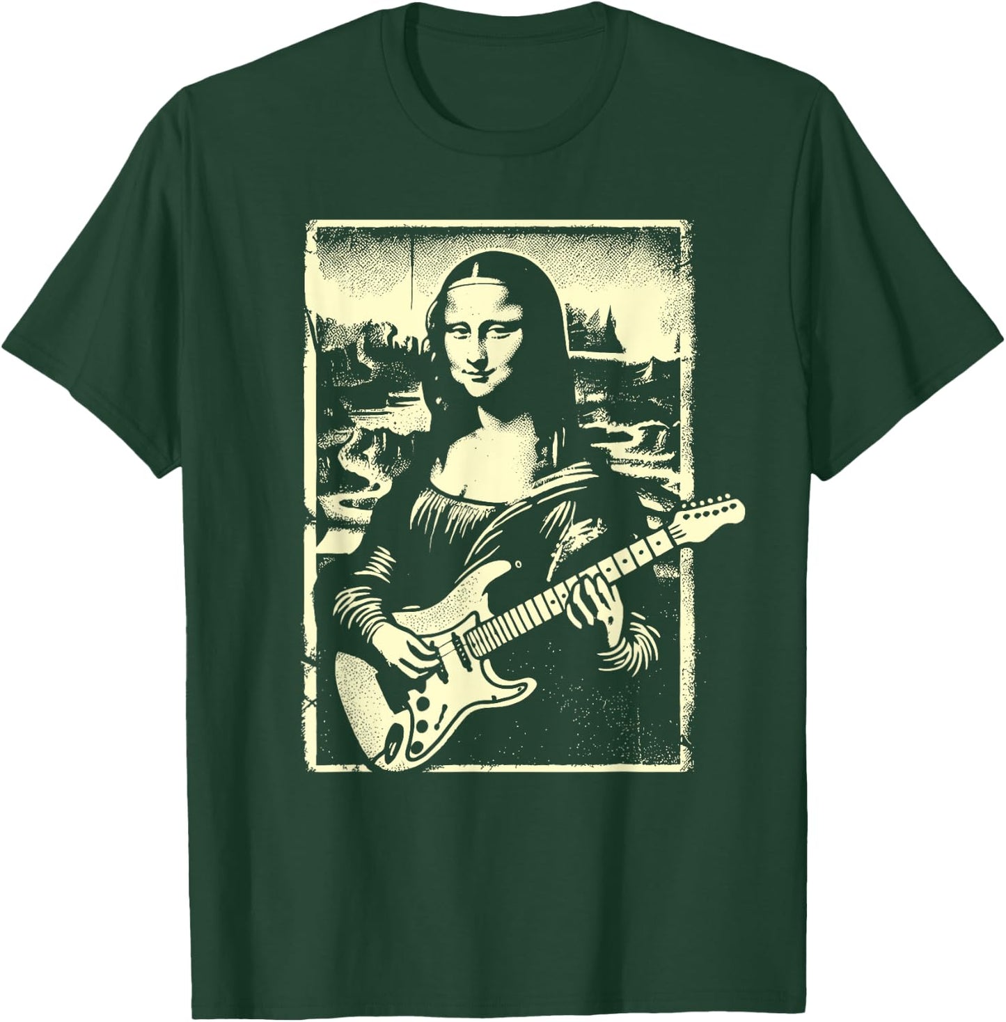 Mona Lisa Guitar Music Teacher Novelty Funny Electric Guitar Men Women Girls Kids T-Shirt - T-Shirt | Forest