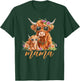 Cute Mama Highland Cow With Baby Calf Boho Floral Mommy Cow T-Shirt - T-Shirt | Forest