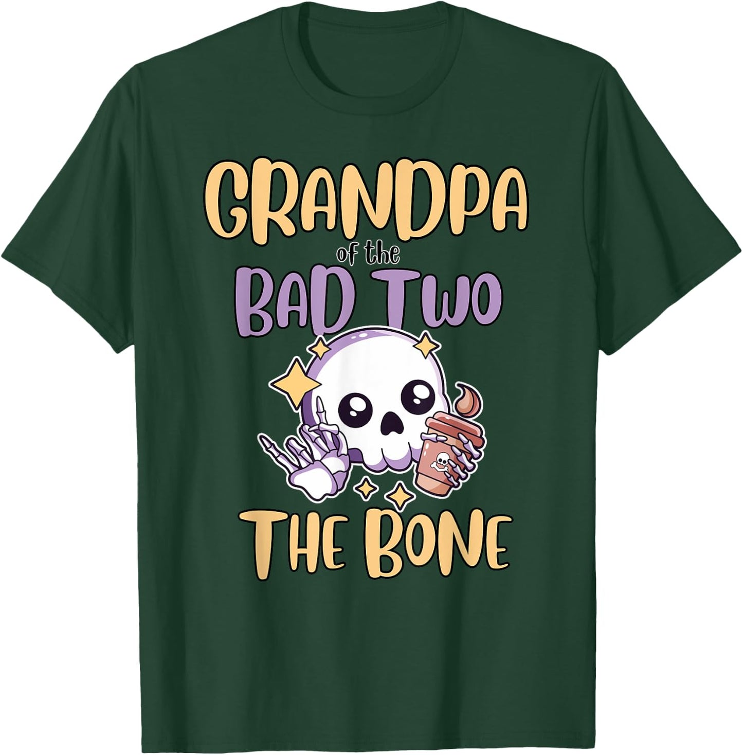 Grandpa of the Bad Two The Bone 2nd Birthday Party Outfit T-Shirt - T-Shirt | Forest
