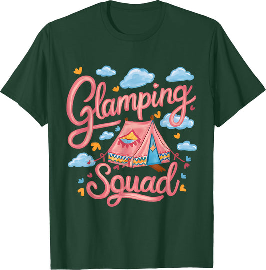 Funny Glamping Squad For Cool Outdoor Camping Lover Girls T-Shirt - T-Shirt | Forest
